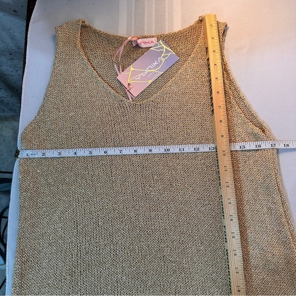 Yunika gold metallic dress swim coverup size small/ medium stretchy Italy vacay - Picture 10 of 12